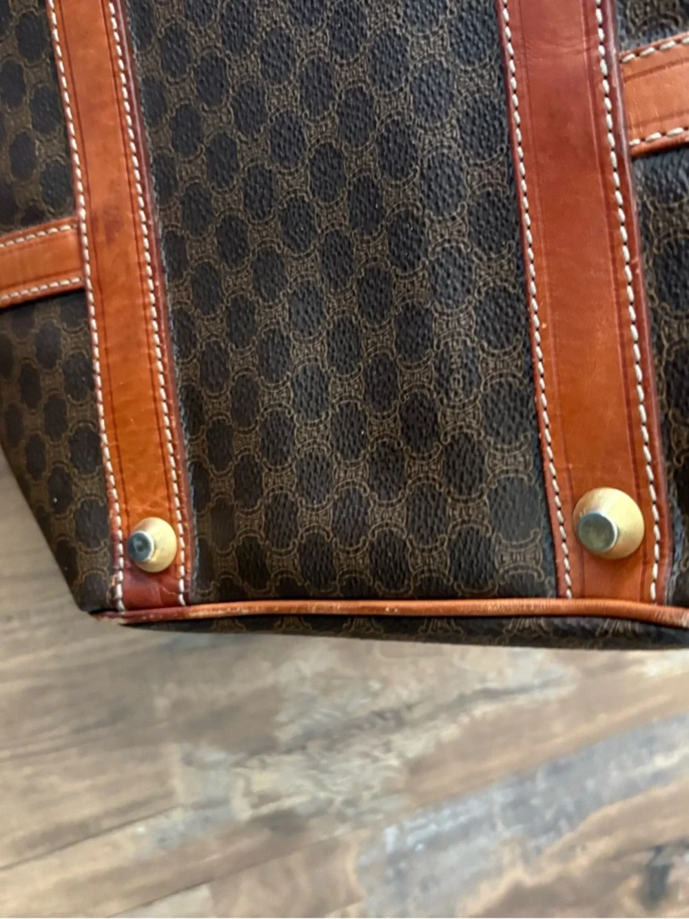 Celine Brown Monogram Travel Tote with Tan Leather Trim - Picture 4 of 6